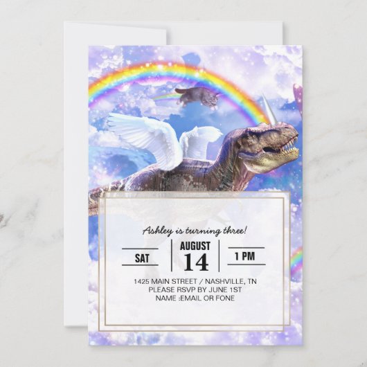 Regenboogdinosaurus unicorn dinocorn kaart (Voorkant)