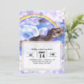 Regenboogdinosaurus unicorn dinocorn kaart (Staand voorkant)