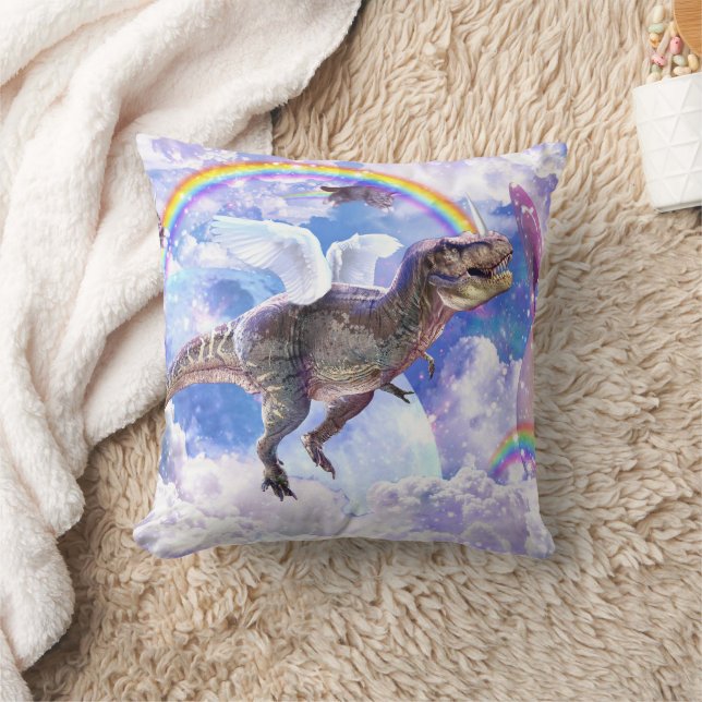 Regenboogdinosaurus unicorn dinocorn kussen (Deken)