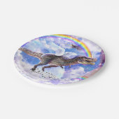 Regenboogdinosaurus unicorn dinocorn papieren bordje (Gekanteld)