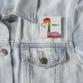 Regenboogdinosaurus Vierkante Button 5,1 Cm (In situ)