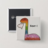 Regenboogdinosaurus Vierkante Button 5,1 Cm (Voorkant /achterkant)