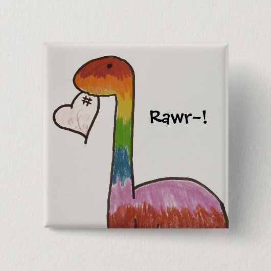Regenboogdinosaurus Vierkante Button 5,1 Cm (Voorkant)