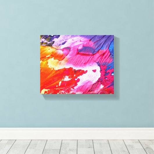 regenboogdoek, abstract omwikkeld canvas afdruk (Insitu (Houten vloer))