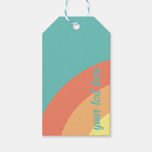 Regenboogdoel Regenboog blauw, rood, perzik Cadeaulabel (Voorkant)