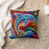 Regenboogdolfijn: oceaangloed kussen (Deken)