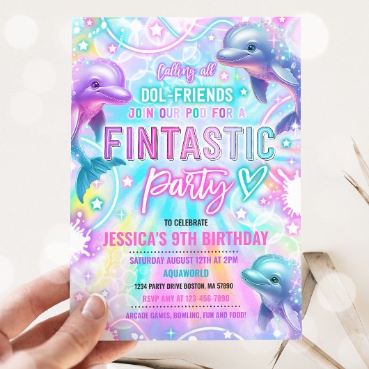 Regenboogdolfijn onder het Zee Verjaardagsfeest Kaart