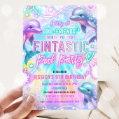 Regenboogdolfijn onder het Zee zwembad verjaardags Kaart