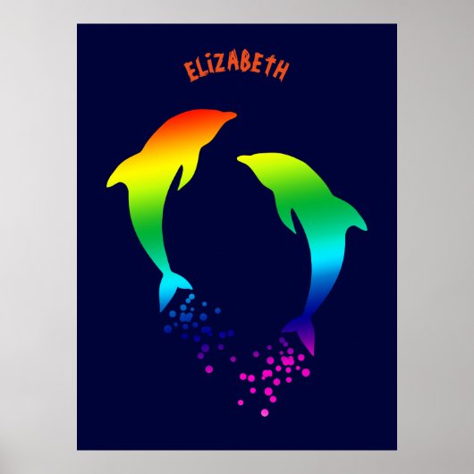 regenboogdolfijnen met bubbels poster (Voorkant)