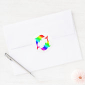 Regenboogdolfijnen Ronde Sticker (Envelop)