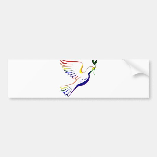 Regenboogdove Bumpersticker (Voorkant)