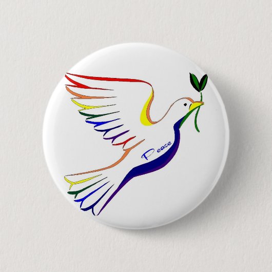Regenboogdove Ronde Button 5,7 Cm (Voorkant)