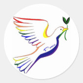 Regenboogdove Ronde Sticker (Voorkant)