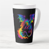 Regenboogdraak ademt kleurrijke vlammen fantasie latte mok (Rechterhoek)