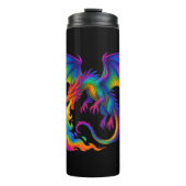 Regenboogdraak ademt kleurrijke vlammen fantasie thermosbeker (Voorkant)