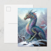 Regenboogdraak in de sneeuwvloed briefkaart (Voorkant / Achterkant)