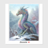 Regenboogdraak in de sneeuwvloed sticker (Vel)