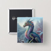 Regenboogdraak in de sneeuwvloed vierkante button 5,1 cm (Voorkant /achterkant)