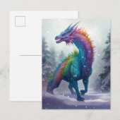 Regenboogdraak in het sneeuwfantastische Briefkaar Briefkaart (Voorkant / Achterkant)