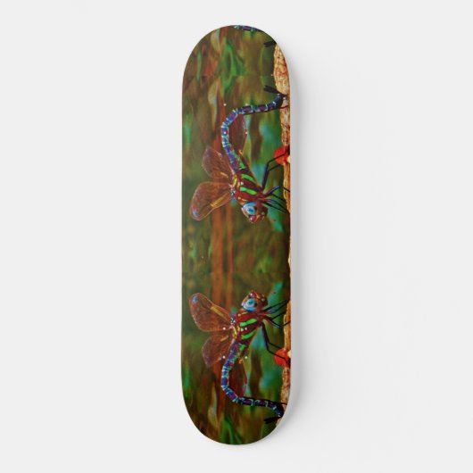 Regenboogdragonfly, Blauwgroen en paarse dragonfly Persoonlijk Skateboard (Voorkant)