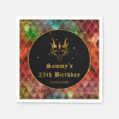 Regenboogdrakenschalen Gold Faux Glitter Birthday Servet (Voorkant)