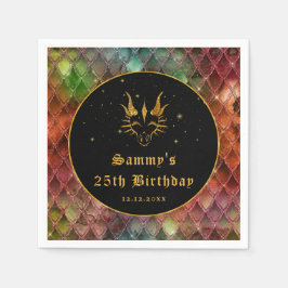 Regenboogdrakenschalen Gold Faux Glitter Birthday Servet