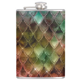 Regenboogdrakenschalen textuur heupfles