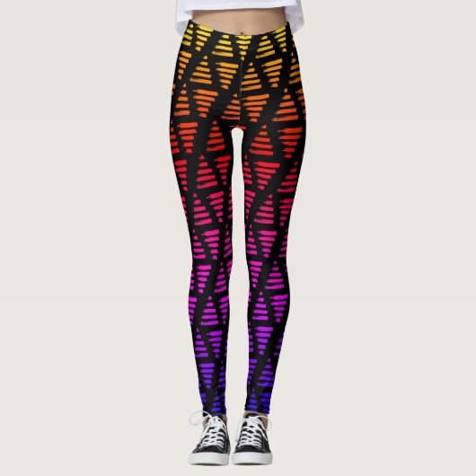 Regenboogdriehoeken + lijnen leggings (Voorkant)