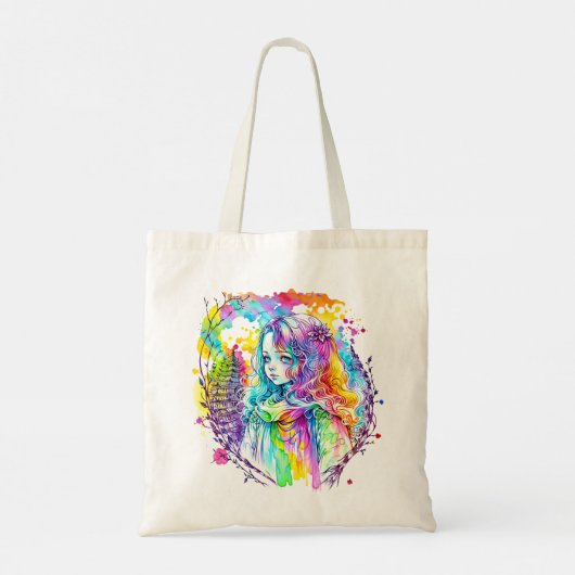 Regenboogdromen: de Waterverf muze Tote Bag (Achterkant)