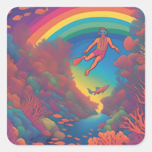 Regenboogduik Vierkante Sticker (Voorkant)