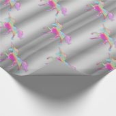 Regenboogeenheden op zilver cadeaupapier (Hoek)