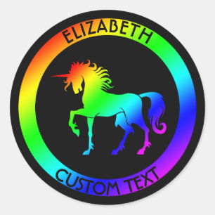 Regenboogeenheid in zwarte cirkels ronde sticker