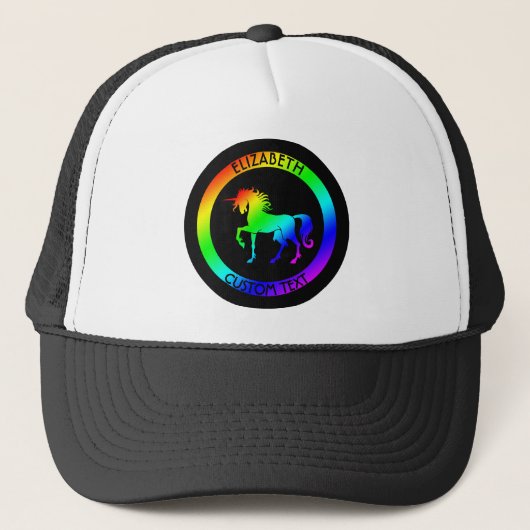 Regenboogeenheid in zwarte cirkels trucker pet (Voorkant)
