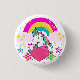 Regenboogeenheid met sterren ronde button 3,2 cm