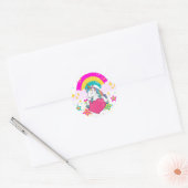 Regenboogeenheid met sterren ronde sticker (Envelop)
