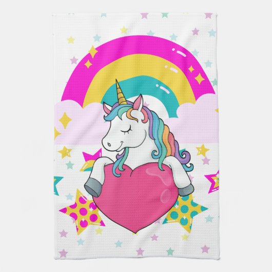 Regenboogeenheid met sterren theedoek (Verticaal)