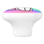 Regenboogeenheid met vlinder op neus keramische knop (Zijkant)