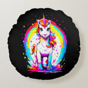 Regenboogeenhoorn Rond Kussen