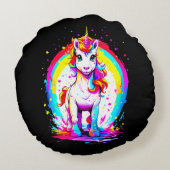 Regenboogeenhoorn Rond Kussen (Achterkant)