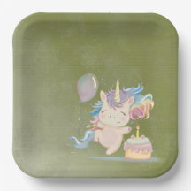 regenboogeenhoorns in ballonnen, Bord van papier