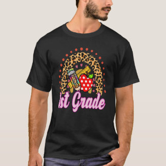 Regenboogeerste graad 1e tij kleurstofluipaard ter t-shirt