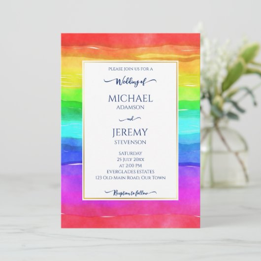 Regenboogelegant qr code RSVP modern Kaart (Staand voorkant)