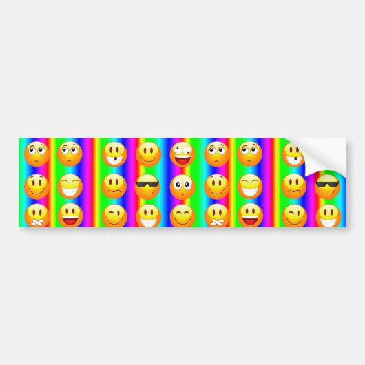 regenboogemoji bumpersticker (Voorkant)