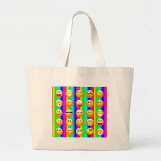 regenboogemoji grote tote bag