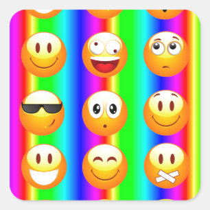 regenboogemoji vierkante sticker