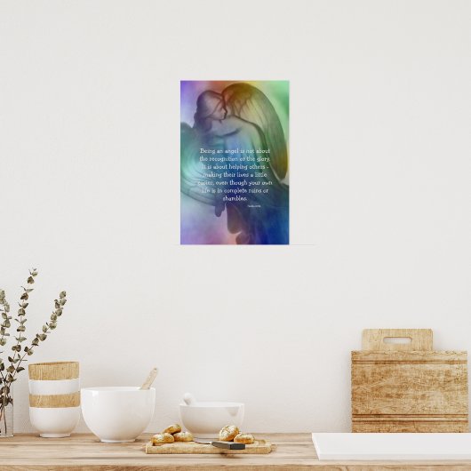 Regenboogengel met Gezegde Poster (Keuken)