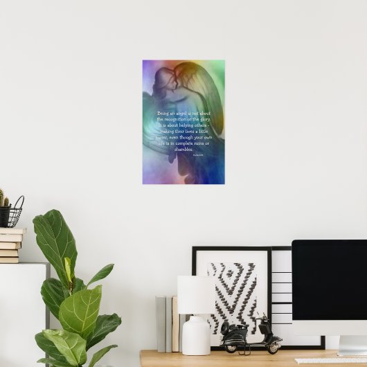 Regenboogengel met Gezegde Poster (Thuiskantoor)