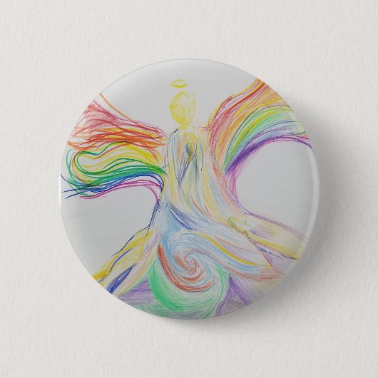 regenboogengel ronde button 5,7 cm (Voorkant)