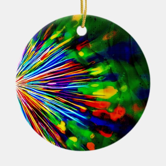 Regenboogexplosie Keramisch Ornament (Voorkant)