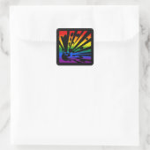 Regenboogexplosie Vierkante Sticker (Tas)